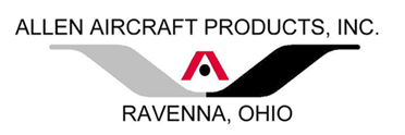 Logo for Allen Aircraft Products, Inc. (Ravenna, Ohio) with grey and black wing shapes and a red A symbol.