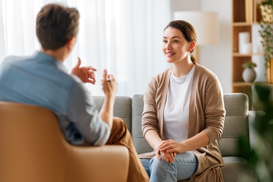 mental-health-therapy A patient listens intently to her therapist.